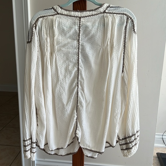Sundance smocked peasant Boho shirt size L - Picture 2 of 14